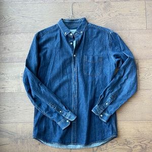 Frank & Oak Denim Button Down Up Dress Collar Shirt